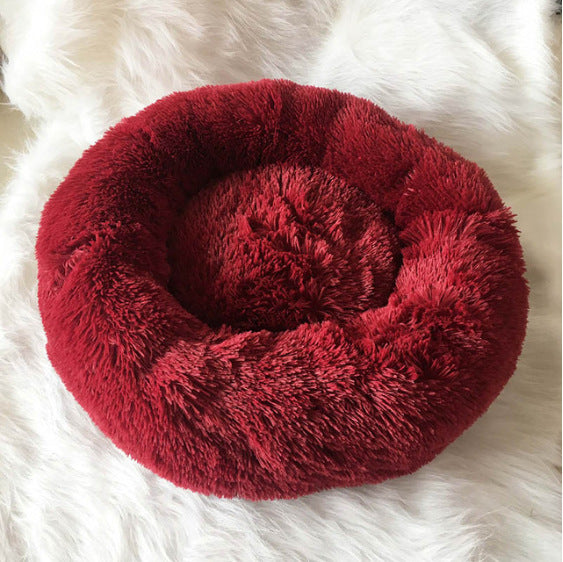Small Cozy Nesty Plush Calming Nest Bed – Soft Round Donut Bed for Small Dogs & Cats