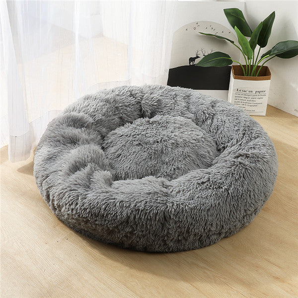 Small Cozy Nesty Plush Calming Nest Bed – Soft Round Donut Bed for Small Dogs & Cats