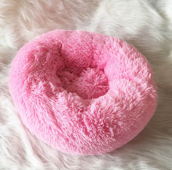 Small Cozy Nesty Plush Calming Nest Bed – Soft Round Donut Bed for Small Dogs & Cats