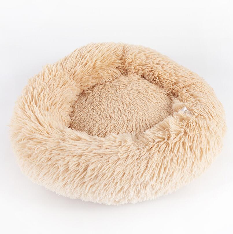 Small Cozy Nesty Plush Calming Nest Bed – Soft Round Donut Bed for Small Dogs & Cats