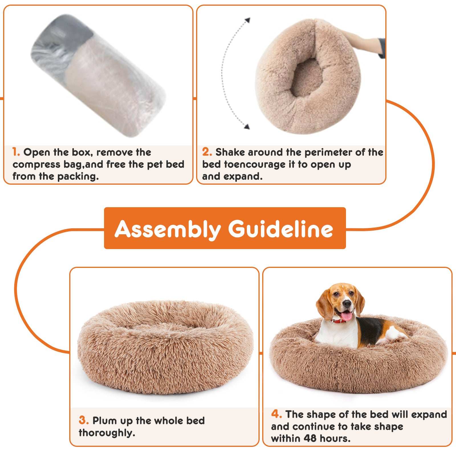 Cozy Nesty Calming Donut Bed – Ultra Soft Plush Raised Bolster Round Bed for Dogs & Cats