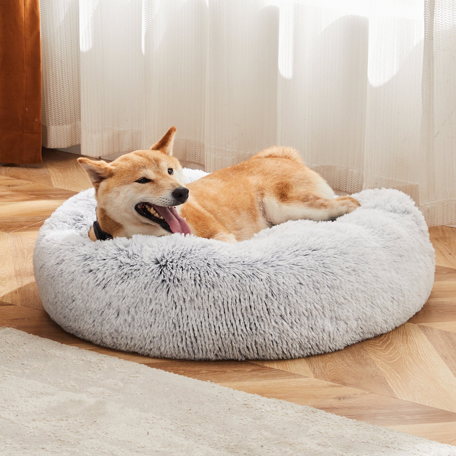 Cozy Nesty Calming Donut Bed – Ultra Soft Plush Raised Bolster Round Bed for Dogs & Cats