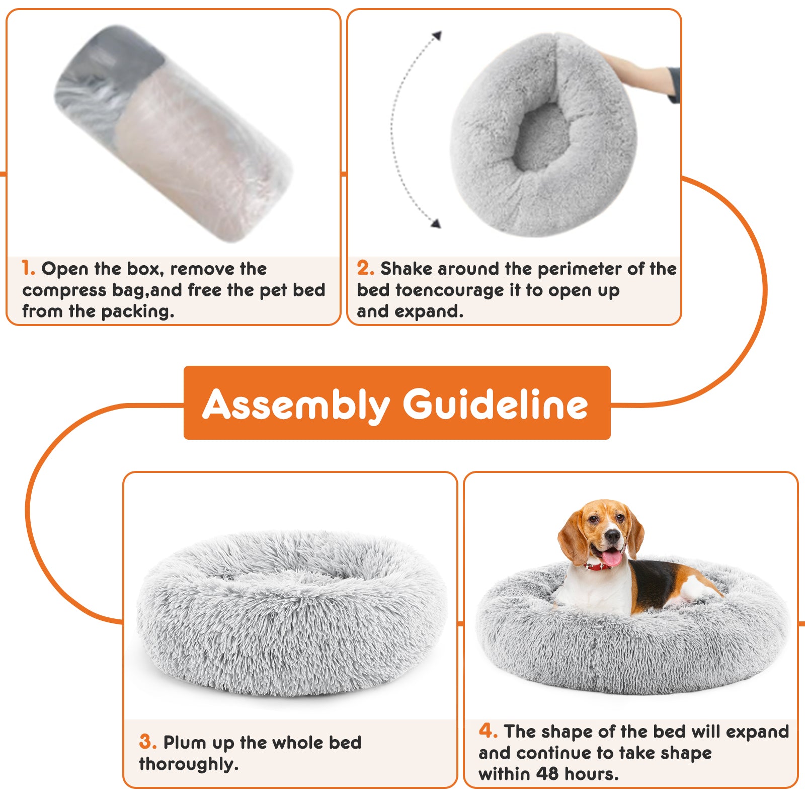 Cozy Nesty Calming Donut Bed – Ultra Soft Plush Raised Bolster Round Bed for Dogs & Cats