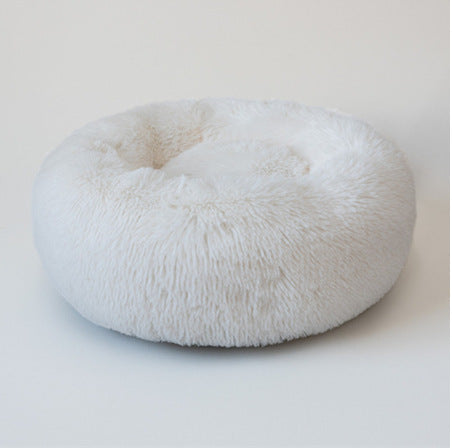 Small Cozy Nesty Plush Calming Nest Bed – Soft Round Donut Bed for Small Dogs & Cats