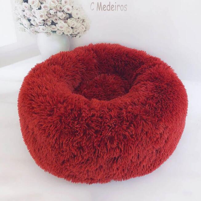Small Cozy Nesty Plush Calming Nest Bed – Soft Round Donut Bed for Small Dogs & Cats