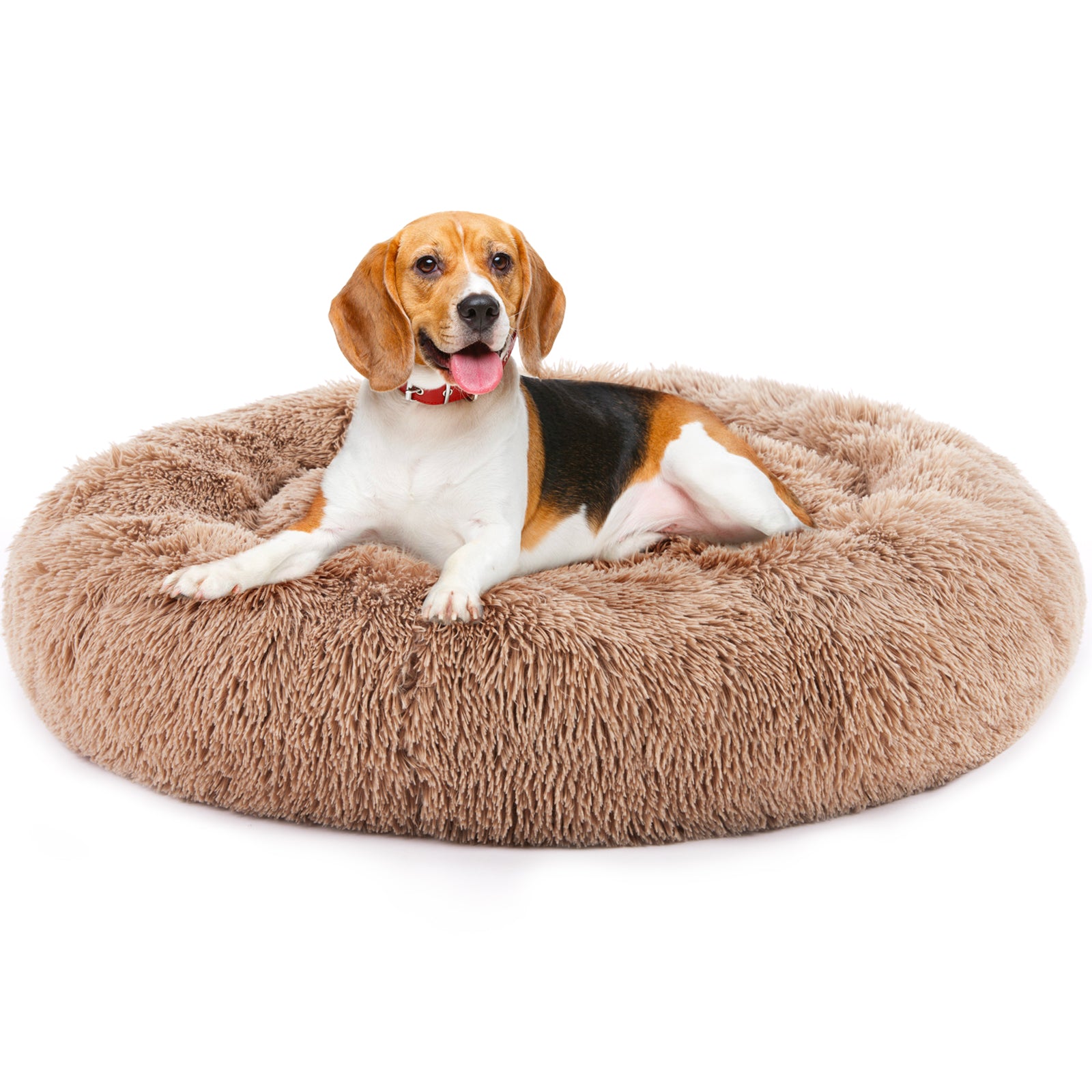 Cozy Nesty Calming Donut Bed – Ultra Soft Plush Raised Bolster Round Bed for Dogs & Cats