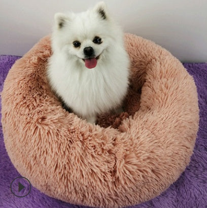 Small Cozy Nesty Plush Calming Nest Bed – Soft Round Donut Bed for Small Dogs & Cats