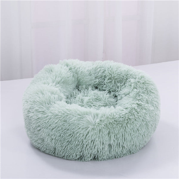Small Cozy Nesty Plush Calming Nest Bed – Soft Round Donut Bed for Small Dogs & Cats