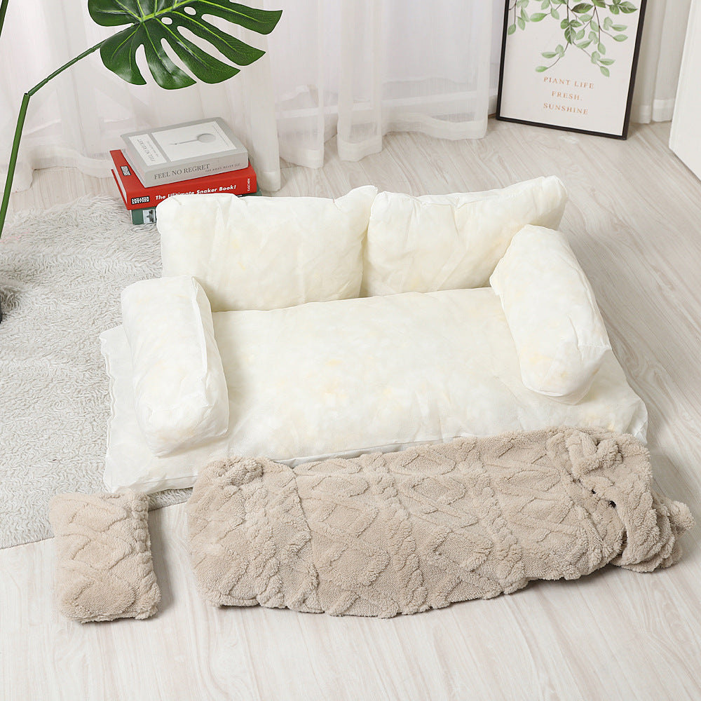 Pet Sofa Bed With Warming Features, Removable And Machine-washable