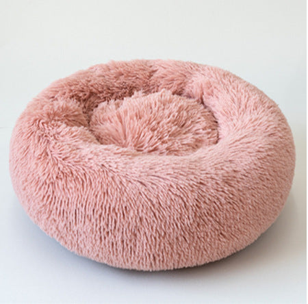 Small Cozy Nesty Plush Calming Nest Bed – Soft Round Donut Bed for Small Dogs & Cats