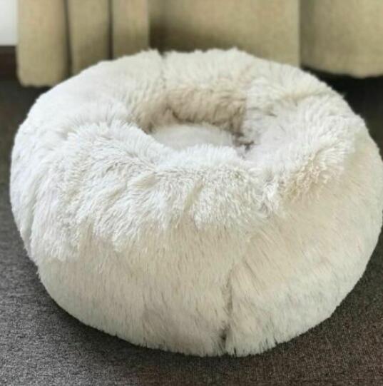 Small Cozy Nesty Plush Calming Nest Bed – Soft Round Donut Bed for Small Dogs & Cats