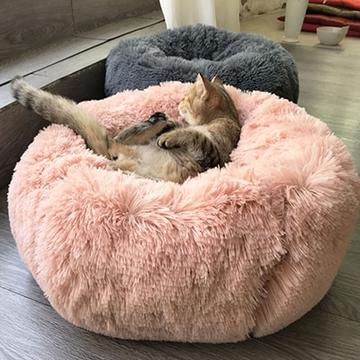 Small Cozy Nesty Plush Calming Nest Bed – Soft Round Donut Bed for Small Dogs & Cats