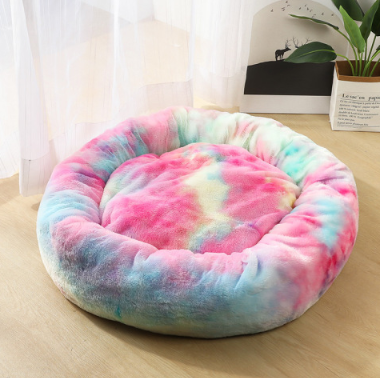 Small Cozy Nesty Plush Calming Nest Bed – Soft Round Donut Bed for Small Dogs & Cats